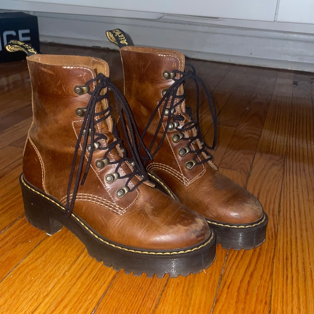 Dr. Martens Leona Butterscotch Platform Lace Up Boot
Size 8